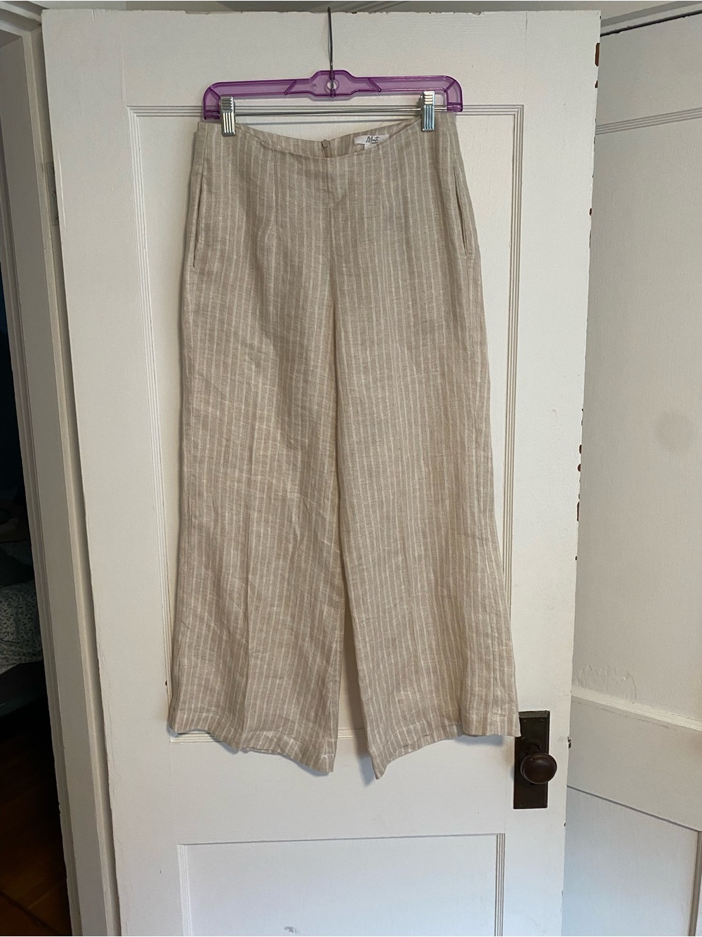 Monte Cream and White Striped Wide Leg Pants